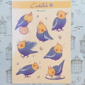 Cute Cockatiels - Sticker sheet